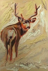 JAMES OLLEY | DEER | OIL, ACRYLIC, PENCIL CRAYON ON CANVAS | 36 24 INCHES | 2010