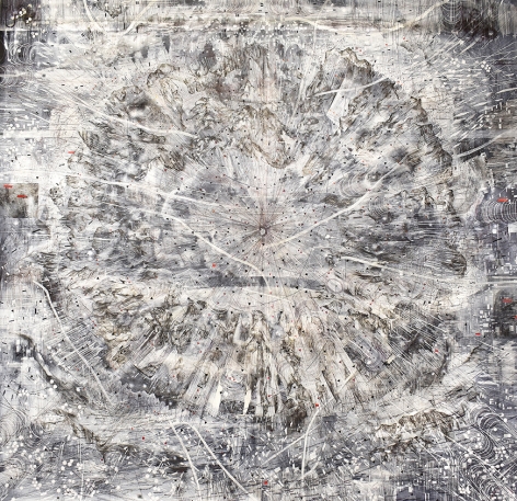AMY SCHISSEL | INDICATOR | ACRYLIC, GRAPHITE, CHARCOAL AND INK ON PAPER | 98 X 98 INCHES | 2020