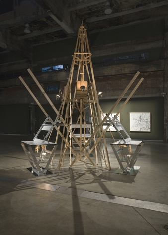 MICHAEL&nbsp;A. ROBINSON | MISE EN SC&Egrave;NE | WOOD, DRAWING TABLES, EASELS, LAMPS, MIRROR, WOODEN DRAWING DOLLS | VARIABLE DIMENSIONS | 2009